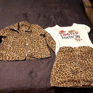 Leopard print skirt set